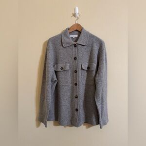 White + Warren Cashmere Luxe Button Down Shacket Grey Medium